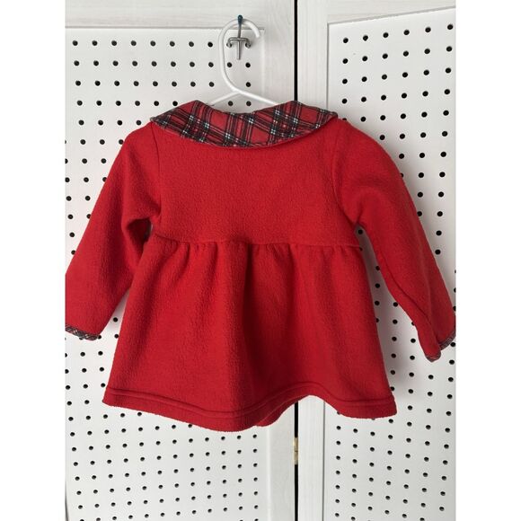 Little by Little Toddler Girls 2T Red Fleece Peacoat Apples Plaid Applique - Picture 6 of 6